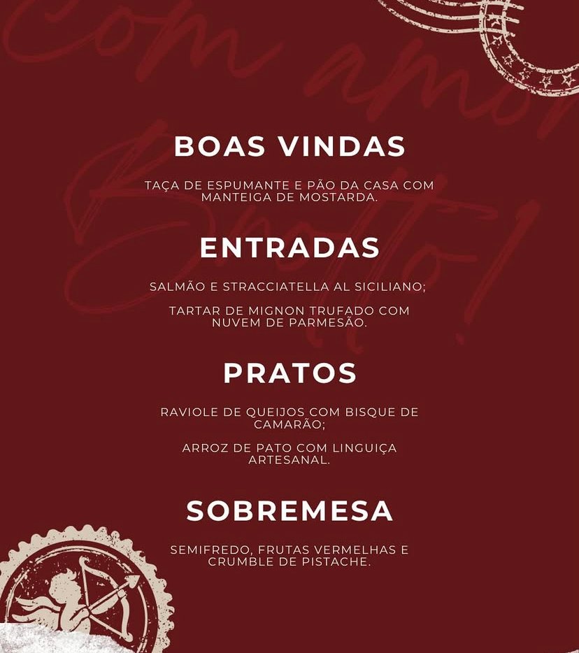Menu dia dos namorados, Brotto em Maceió